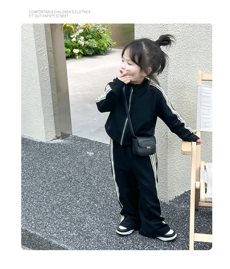 Girls Spring Sets Toddler New Autumn Sports Casual Suits Kids Long-sleeved Jacket+Pants 2Pcs Outfits Children Loose Clothing Set