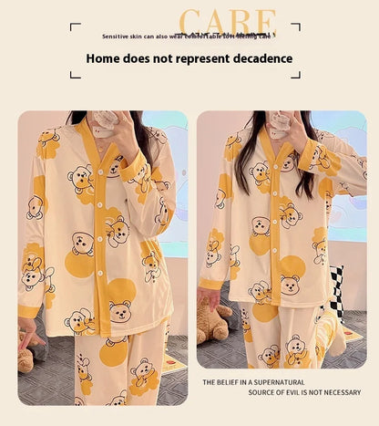 Spring and Autumn New Women's Pajamas Homewear Suit Women's Long-Sleeved Homewear Autumn and Winter Models Homewear Suit.