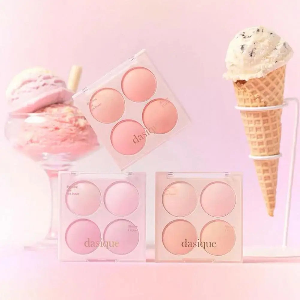 Korean Dasique 4 Colors Blush Powder Velvet Peach Pink Blush Palette Sweet Natural Cheek Contour Tint   Korean Makeup Cosmetics.