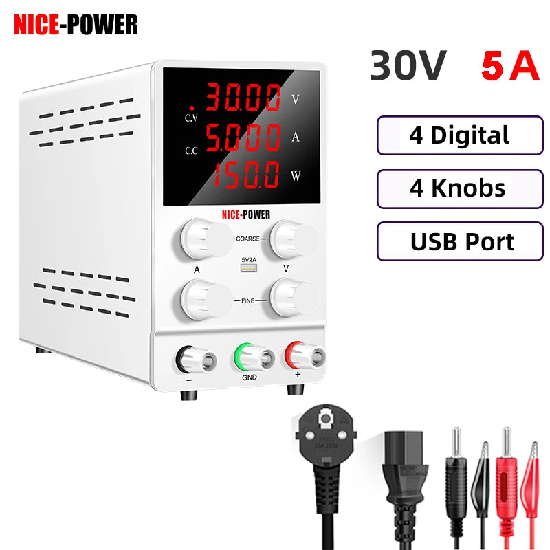 DC Lab Power Supply 30V 10A Adjustable Power Source For Phone Repair 24V 48V 72V Switching Power Supply Battery Fast Charging.