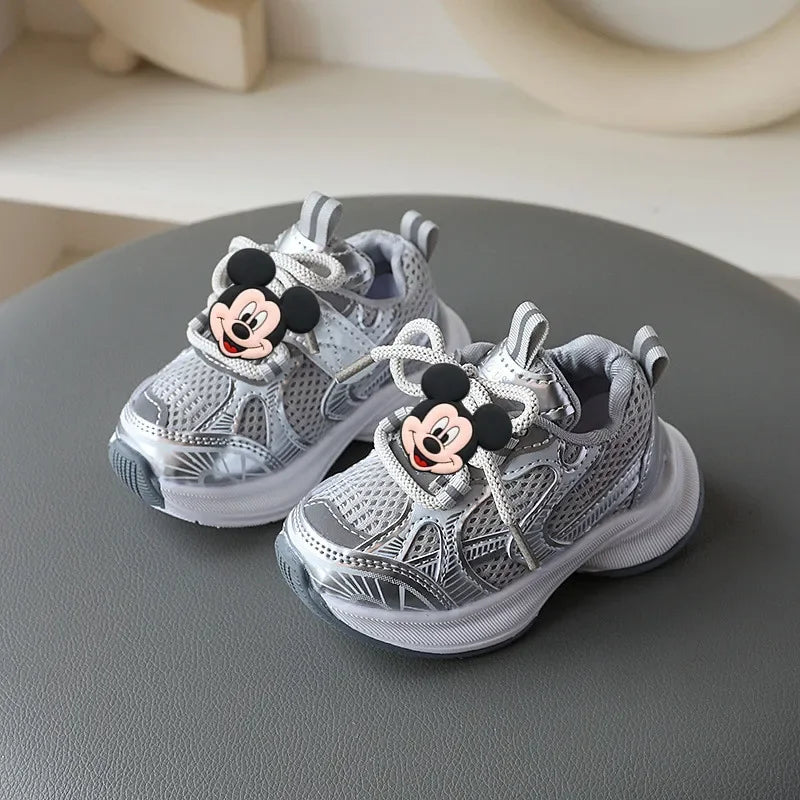 Disney Mickey Mouse Girl Sports Shoes Spring Autumn Soft Sole Sneakers Children Casual Shoes Boy cute Breathable Running Shoes.