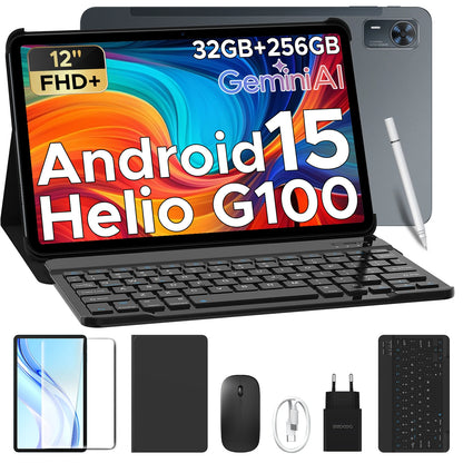 Doogee Tab E3+ 2 in 1 Tablet Pc Gemini Ai 12"" 2K Display Android 15 32Gb Ram(8+24) 256Gb Rom 8800Mah Battery Helio G100 Tabletpc