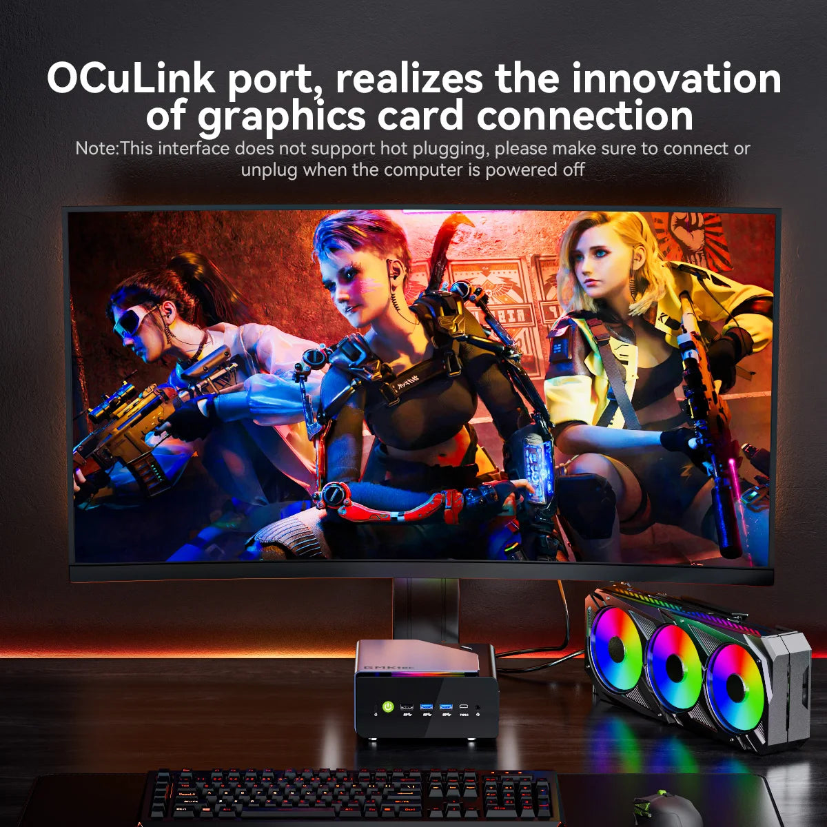 GMKtec K12 Mini PC AMD Ryzen7 H 255 (Upgraded 8745HS) Oculink DDR5 NO RAM NO ROM Desktop Computer Window 11 Pro Gaming PC WIFI6E.