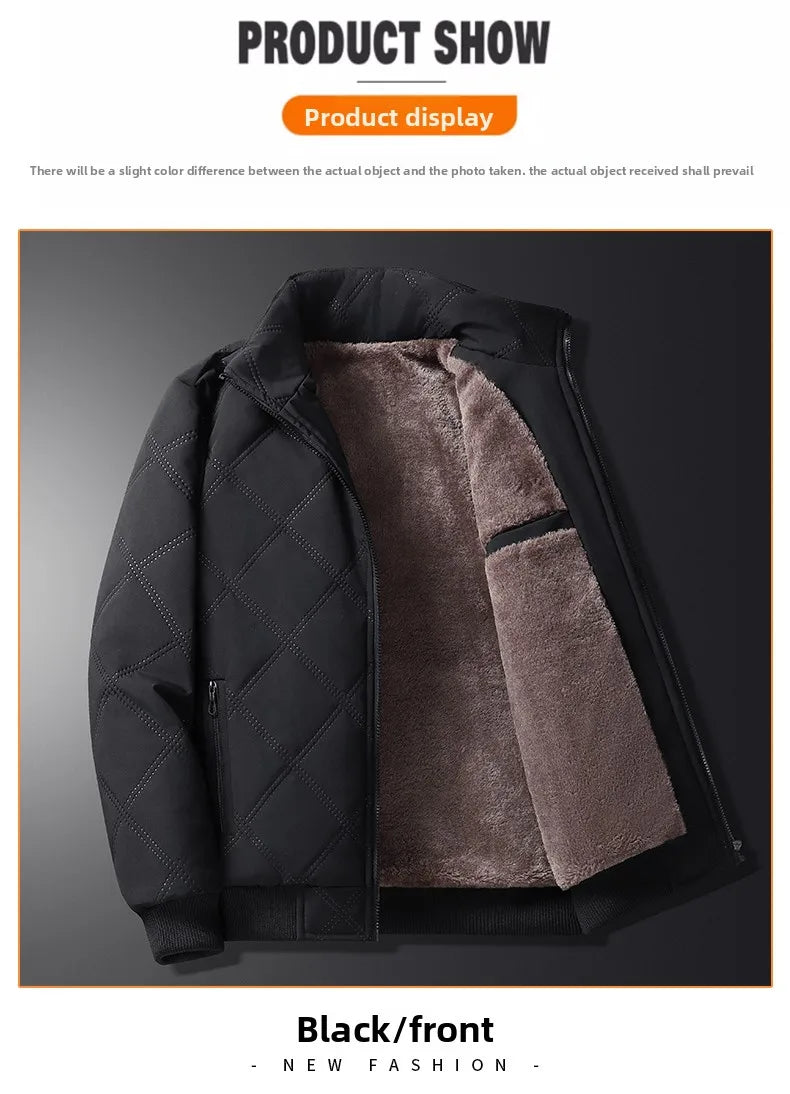 2025 Men's Warm Parker Coat Autumn/Winter Outdoor Sports Thick Anti Cold Cotton Jacket Stand up Collar Checkered Cotton Coat.