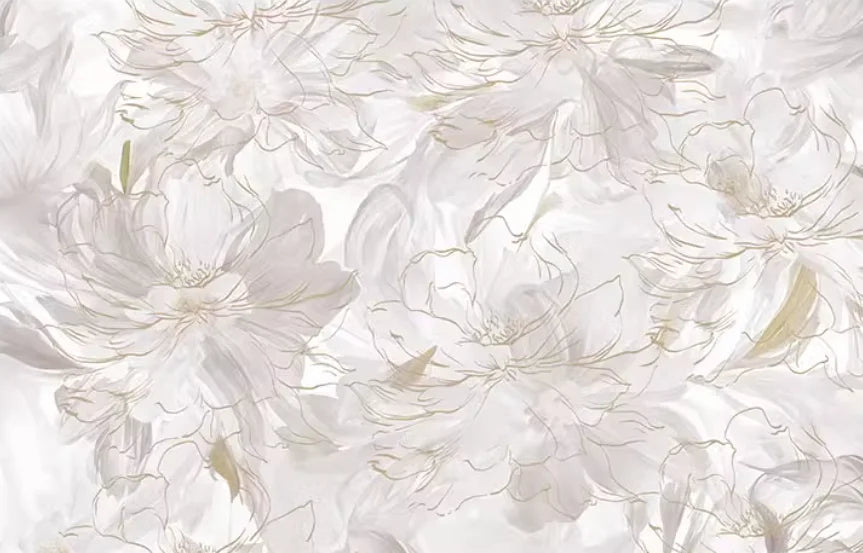 Maßgeschneiderte cremefarbene abstrakte Kunst, Feder-Blumenmuster, Tapete, TV-Hintergrund, Wanddekoration, Schlafzimmer, europäisches Wandbild