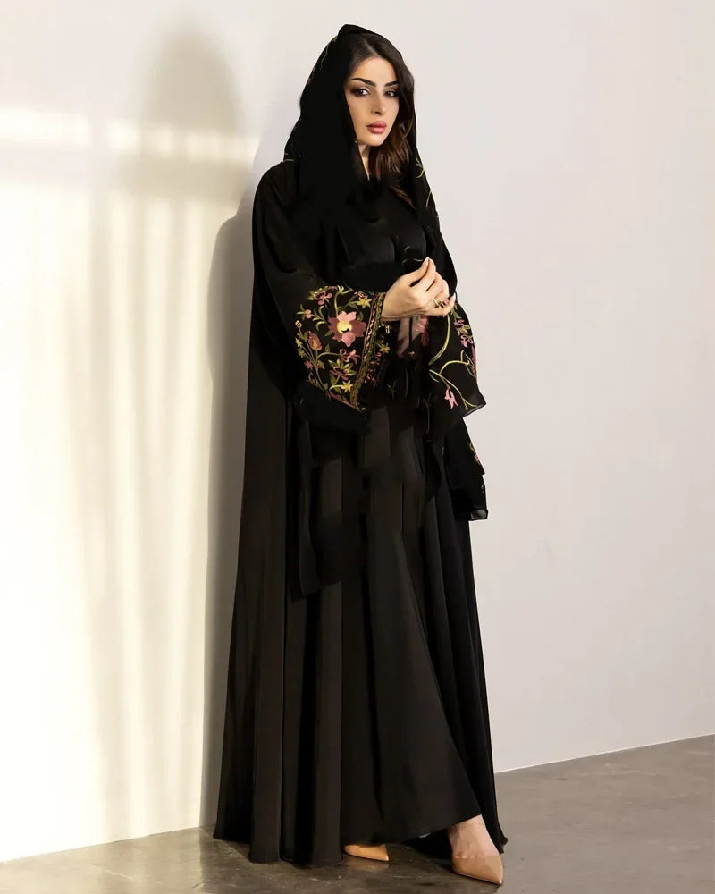 Eid Frauen Muslimischen Abaya Kleid Stickerei Strickjacke Kaftan Party Jalabiya Ramadan Lange Abayas Vestidos Largos Arabischen Lange Robe.