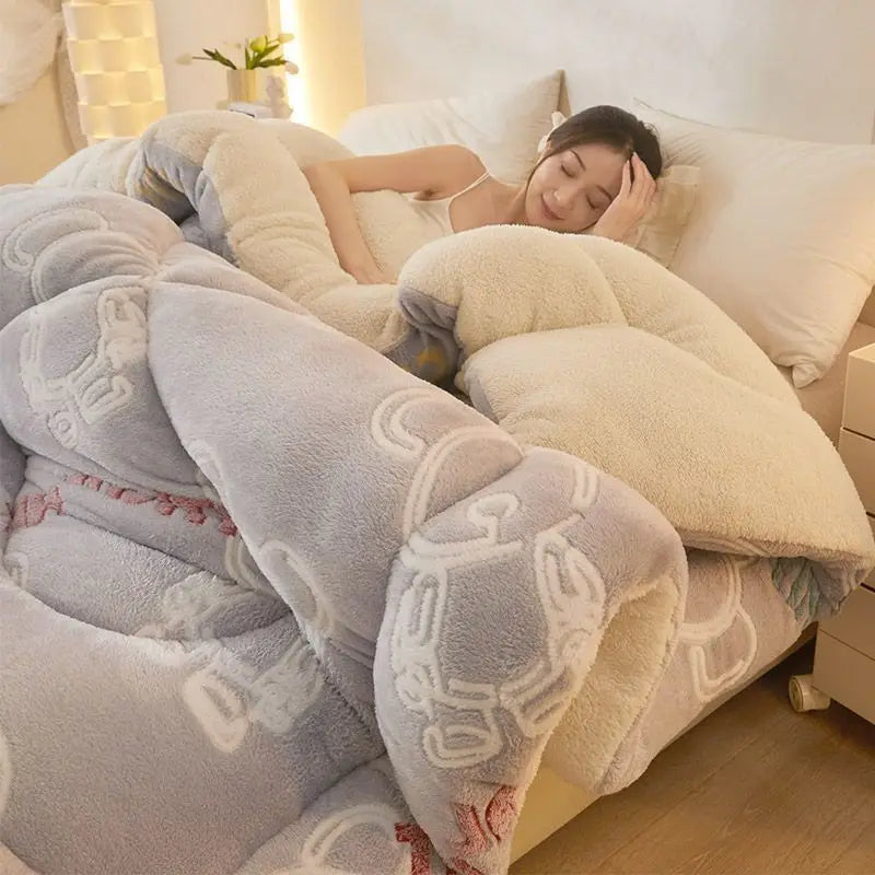 New winter quilt lamb wool autumn spring thickened super warm fiber  - et constant temperature milk cashmere bedding comforter.