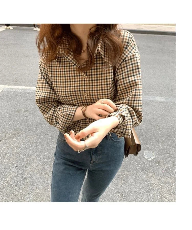 Fashion Casual Women's Plaid Shirt Autumn New Boutique Ladies Blouse and Tops Female Long Sleeve Blouses Clothes.