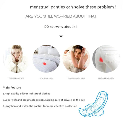 4 Pcs Women's Menstrual Period Panties High Waist Cotton Leak-Proof Underwear Absorbent Postpartum Post Surgery Period Underwear.
