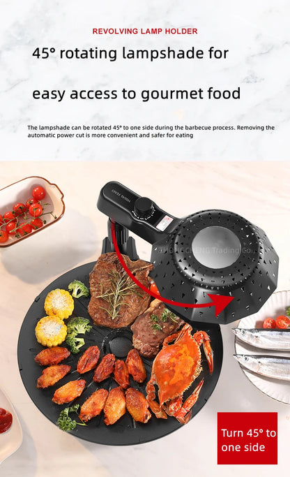 Household 220v 1390w Bbq Oven Indoor Electric Baking Tray Home Smoke-free Non-stick Barbecue Machine Automatically Rotating Baki.