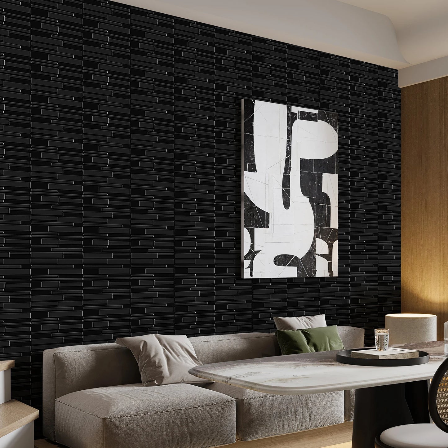 KUUJOJO 12pcs 3D textured wall panel for indoor wall decoration, suitable for living room, hall, bedroom, hotel, office