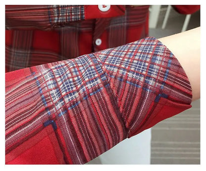 2024Spring and Autumn New College Style Women's Long sleeved Bottom Top Cardigan Long sleeved Fashion Plaid Shirt