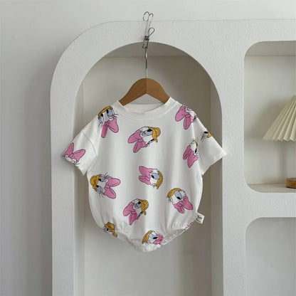 Baby Mädchen Bodys Jungen Neugeborenen Socken Hut 3PCS Kleidung Set Kurzarm Cartoon Daisy Donald Duck Infant Bodys K594-2.