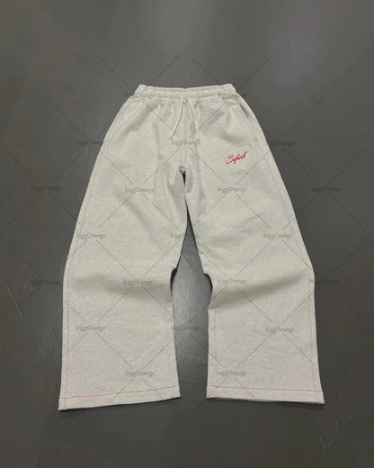 Europäischen und Amerikanischen Retro Männer Anzug Brief Gestickte Zipper Hoodie Frauen Modische Casual Lose Grau Gerade Hosen.