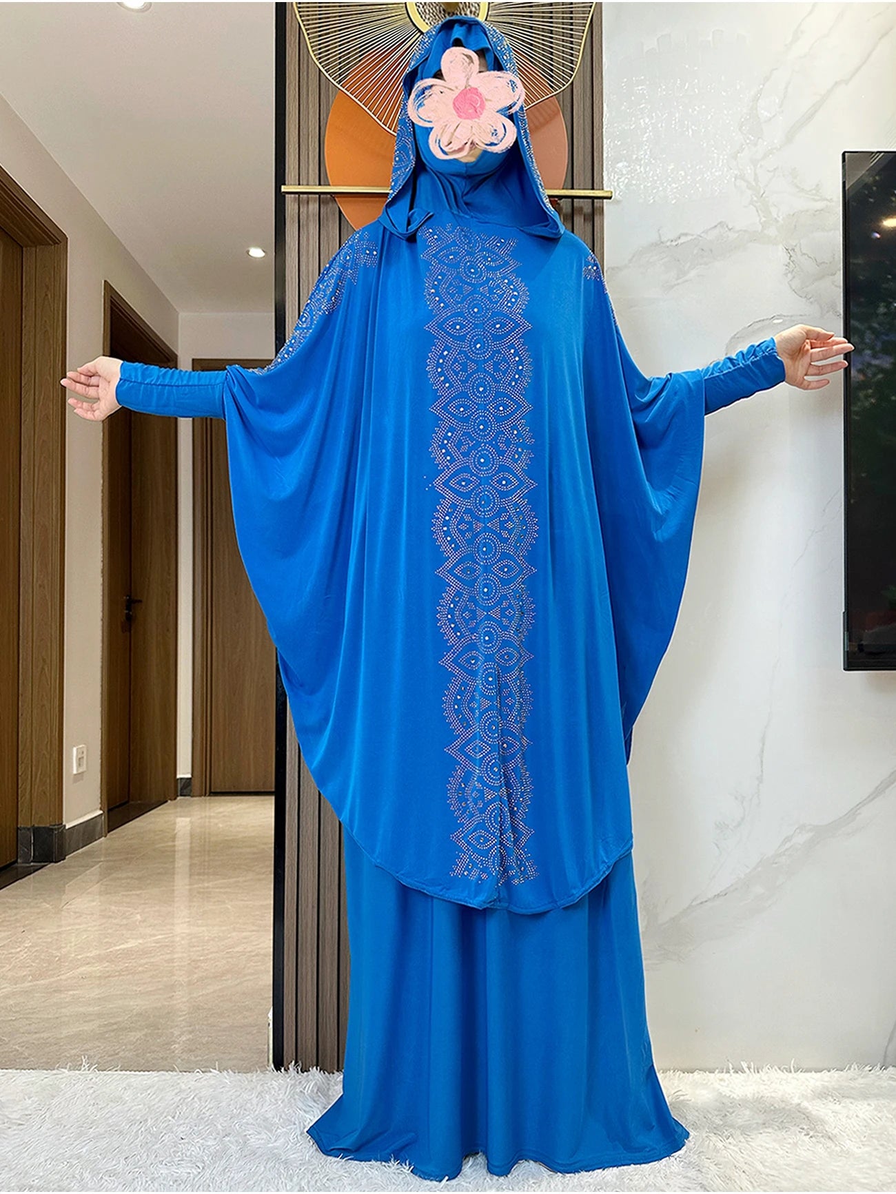 New Two Piece Set Solid Jilbab Prayer Muslim Abaya Set Women Prayer Garment Dress Hijab Long Khimar Skirt Sets Islamic Ramadan