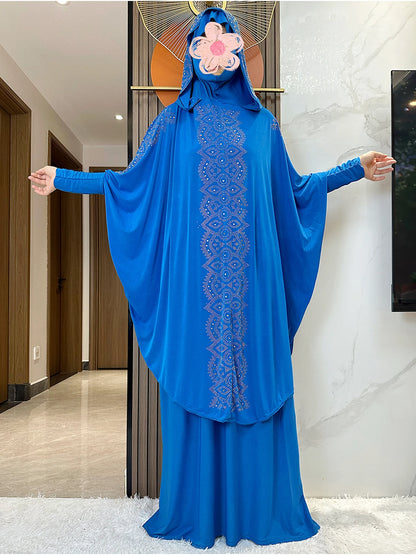 New Two Piece Set Solid Jilbab Prayer Muslim Abaya Set Women Prayer Garment Dress Hijab Long Khimar Skirt Sets Islamic Ramadan