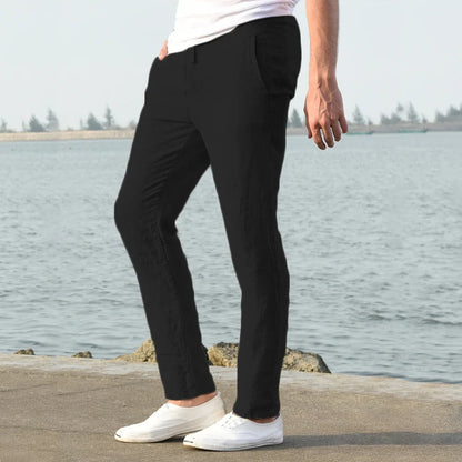 Men's Cotton Linen Pants Male Autumn New Breathable Solid Color Linen Trousers Fitness Streetwear S-3XL.
