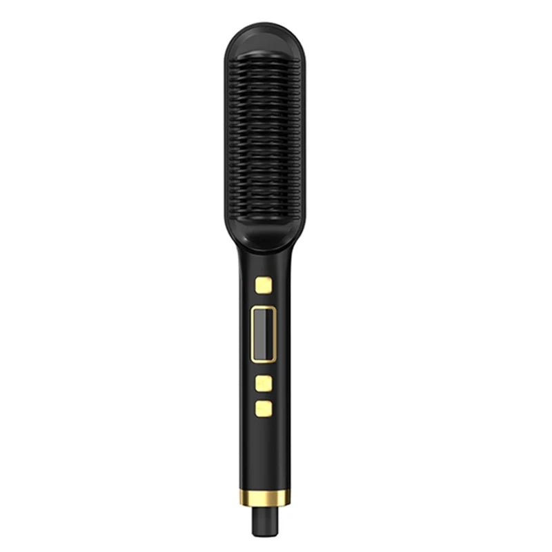 2-In-1 Electric Professional Negative Ion Straight Hair Brush Curling Comb With Lcd Display Curling Tool Straight Hair Brush.