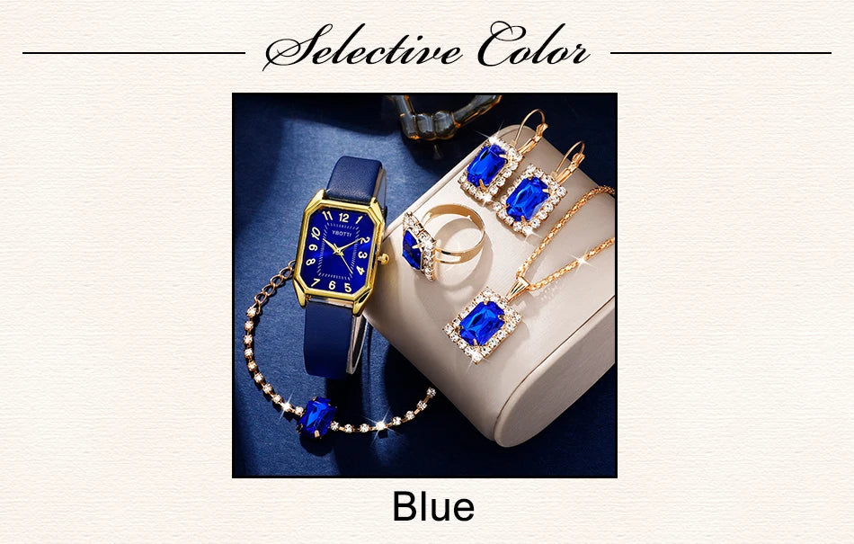 Luxury Fashion Square Women's Watches Brand Ladies Quartz Wristwatch Classic Simple Femme Blue Leather Band Relogio Feminino.
