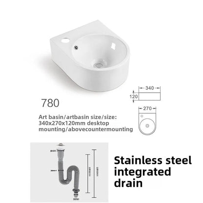 Kompaktes, an der Wand montiertes Keramikwaschbecken – kleines quadratisches Waschbecken, platzsparendes Design für Badezimmer, Balkon oder Waschtisch