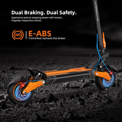 Kugoo LX10+ Electric Scooter 2*1400W Motor 60V 20.8Ah Battery 10 inch Tires 72km/h Max Speed 90km Range Hydraulic Disc Brakes.