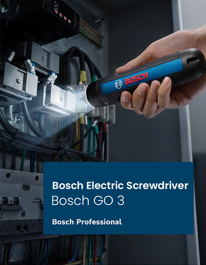 Bosch GO 3 Elektroschrauber-Set, 3,6 V, 5 Nm, kabellose Mini-Handbohrmaschine, wiederaufladbarer Schraubendreher, Bosch Multifunktions-Elektrowerkzeug