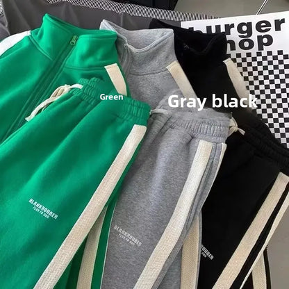 Casual Sporty Men's Hoodie Pants Set Hong Kong Style Long Sleeve Autumn Winter Loose Trendy Student Wear AE Origin China.