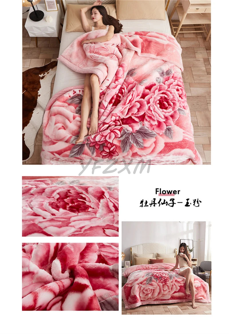 New Warm Weighted Blankets for Beds High End Thicken Warmth Raschel Blanket for Winter Autumn Double Side Plush Comforter Quilt