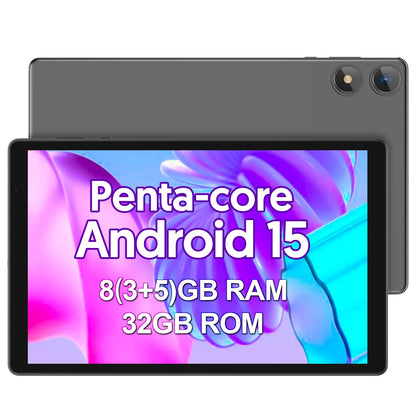BAKEN Android 15 tablet, 8 (3+5)GB + 32GB storage, penta-core processor, Wi-Fi6, Bluetooth, USB-C, Google Play Store,.