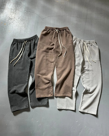 Casual Fashion American Solid Color Cotton Oversized Sweatshirt Men Two Piece Harajuku Joker Slacks Jogging Pants Tracksuits.