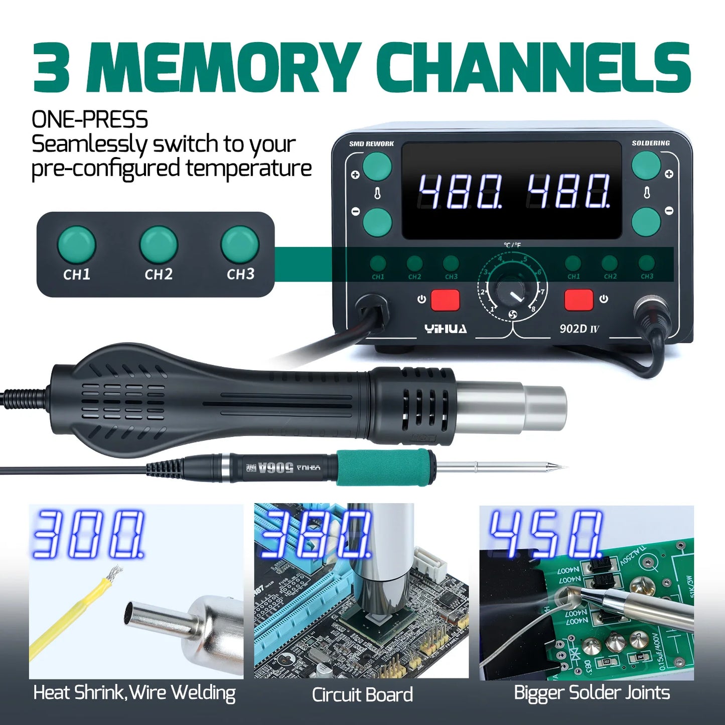 YIHUA T12 Lötkolben Station Kit Schnelle Heizung Schweißen Für SMD PCB Reparatur Werkzeuge Elektronische Auto-schlaf Hor Air rework Station