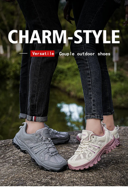 Men‘s Waterproof Hiking Shoes Outdoor Trainers Lace-up Climbing Shoes Women Trekking Sneakers Anti-slip  Tactical Sneaker.