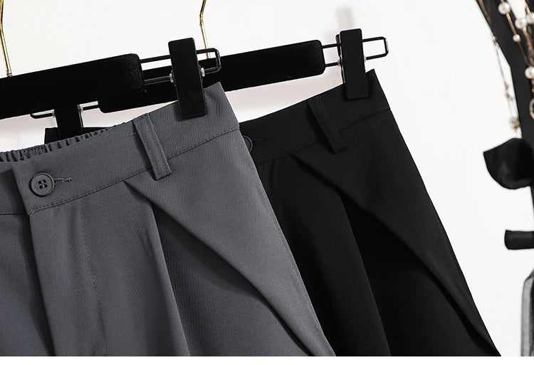 Women's A-Line High Waisted Wide Leg Short Pants Plus Size Casual Suit Shorts Summer 2025 Oversized Loose Five Quarter Pants.