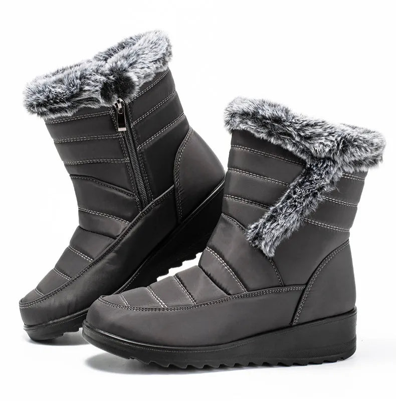 Women's Boots Super Warm Fur Botas Mujer 2025 Snow Boots Low Heels Winter Shoes Woman Black Rubber Winter Boots Women Footwear.