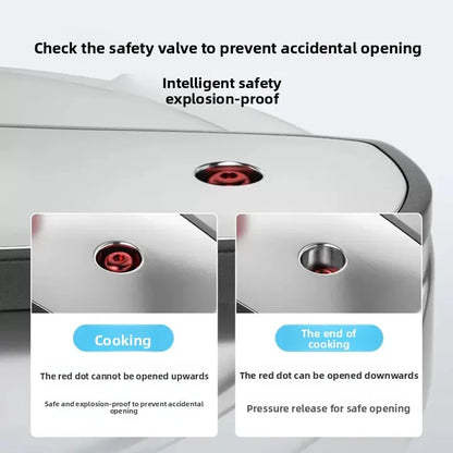 304 Stainless Steel Pressure Cooker Large Capacity Thickened Anti Explosion Induction Cooker 100Kpa Dual Adjustment.