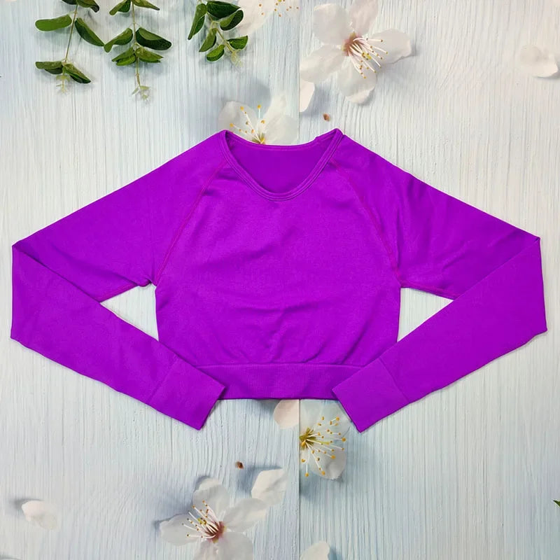 Seamless Women's T-shirt Sports Female Clothing Fitness Long Sleeve Tops with Thumb Hole Gym Running Shirts Workout Sportswear.