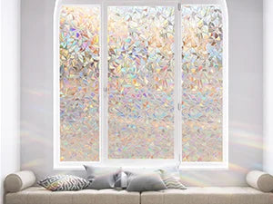 Fenster-Sichtschutzfolie, Regenbogenfarben, statisch haftend, Buntglasfolie, Fensterabdeckung, Aufkleber, nicht klebend, abnehmbar, reflektierend, für Zuhause