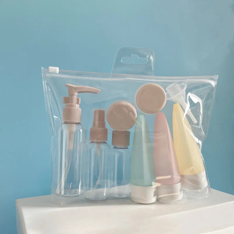 11pcs Travel Size Cosmetic Bottles Set for Nail Art Glitter, Portable Makeup Containers.