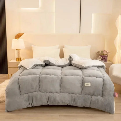 Winter Quilt Blanket Double Sided Velvet Lamb Cashmere Double Bed Quilts King Queen Full Size Bed Duvet Thicken Comforter Core
