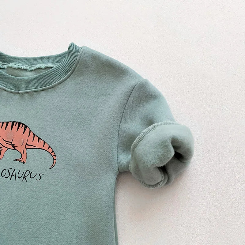 Neuankömmling Cartoon Dino Print Baby Neugeborenen Stram pler Säuglings mädchen Overalls Langarm Jungen Kleidung ein Stück.