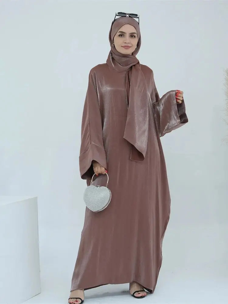 Eid Modest Satin Khimar Abaya Dubai Luxury 2024 Muslim Islam Arabic Abayas For Women Kaftan Hijab Dress Robe Femme Musulmane