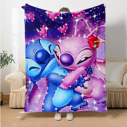 Lilo & Stitch, Stitch Printed Sofa Soft Warm Flannel Throw Blanket.Office,Camping,Picnic,Outdoors,Nap Cape,Bedroom Blankets..