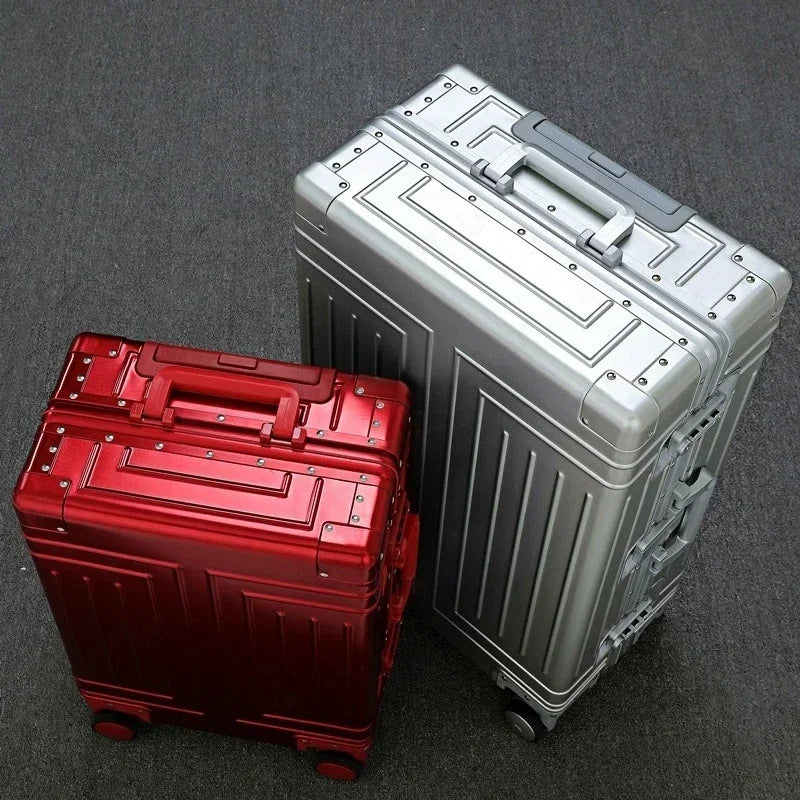 Trolley Box Rollgepäck Silber Koffer mit hoher Kapazität Koffer aus Aluminium-Magnesium-Legierung Universalrad.