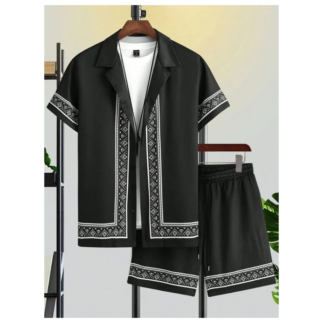 Casual Y2k Men's Shorts, Fashionable Men's Short-sleeved Shirts, Summer Short-sleeved Shirts And Beach Shorts Men's Sets.