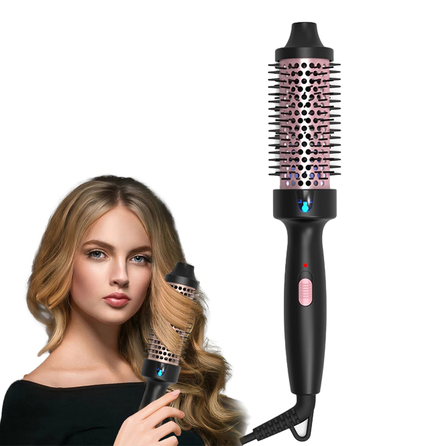 1.5 Inch Thermal Brush Ionic Heated Round Brush Curling Iron Negative Ion Volumizing Hot Brush Ceramic Electric Hair Brushes.