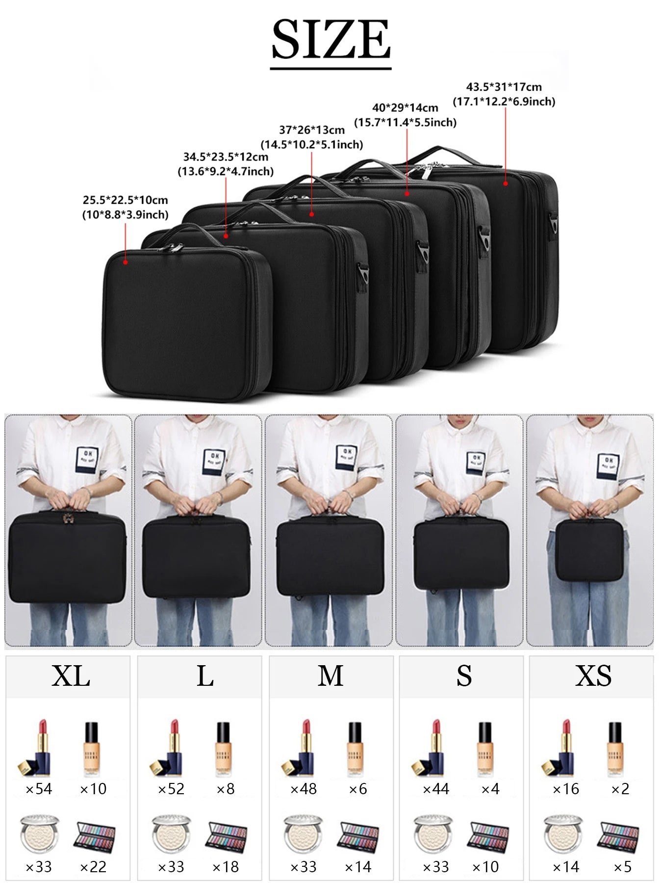 Three-layer Cosmetic Case Large Waterproof Oxford Cloth Manicure Makeup Toolbox,Travel Underwear Storage Box.