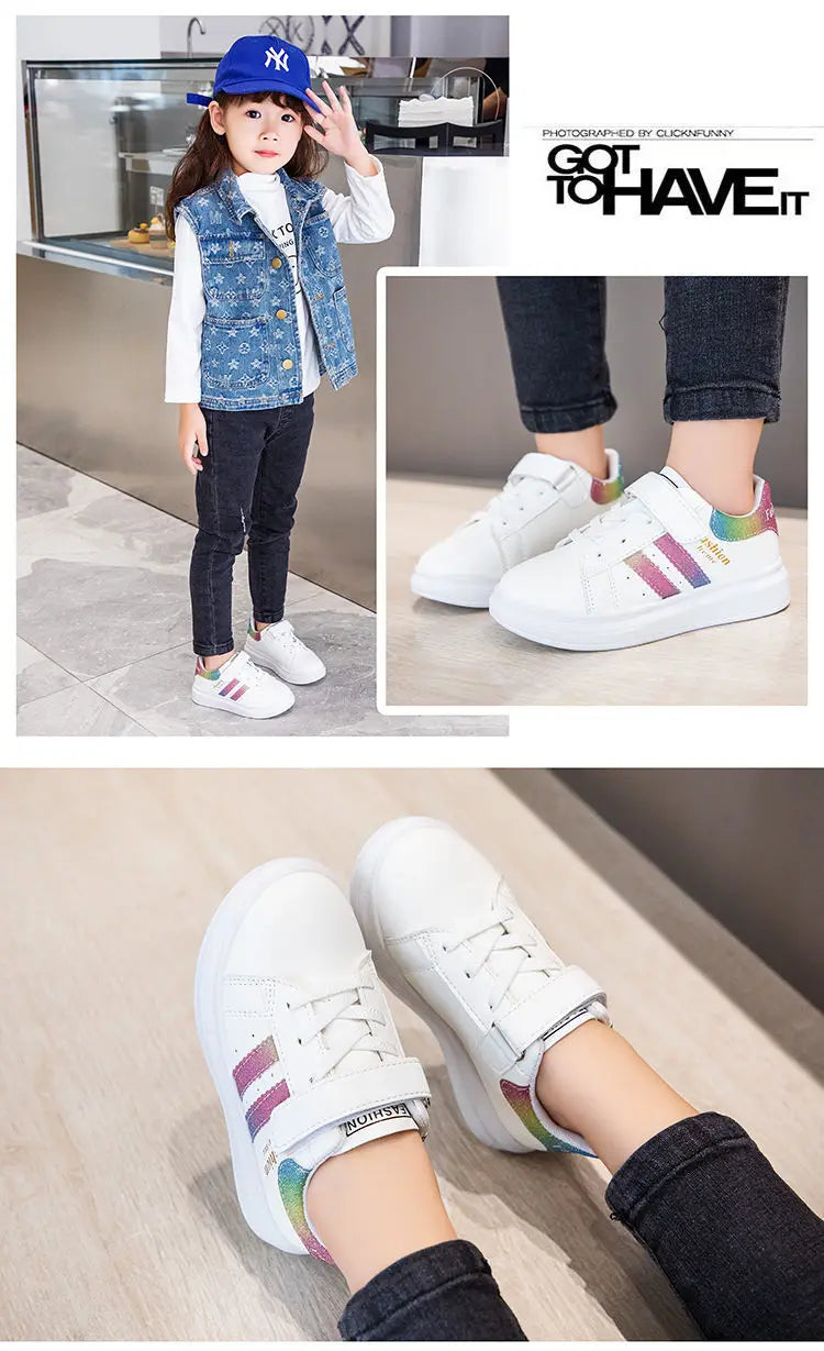 Children's Sports Shoes Non-slip New Tennis Shoes for Girls Fashion Boys Versatile Kids Causal School Running Sneakers Hook Loop.