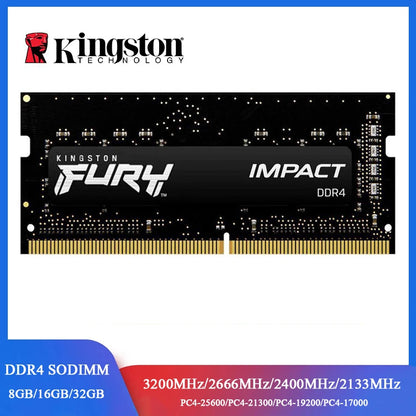 Kingston FURY Impact DDR4 RAM 32 16 8GB 3200MHz 2400 2666MHz SODIMM Memory 260Pin SODIMM PC4-19200 21300 25600 DDR4 Notebook RAM.