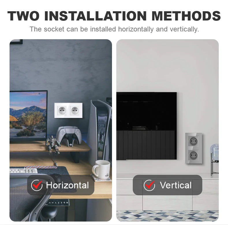 Nywp Französisch standard stecker, glas wallboard, Französisch netzteil, 16a 220V erdung buchse, kind schutz tür.