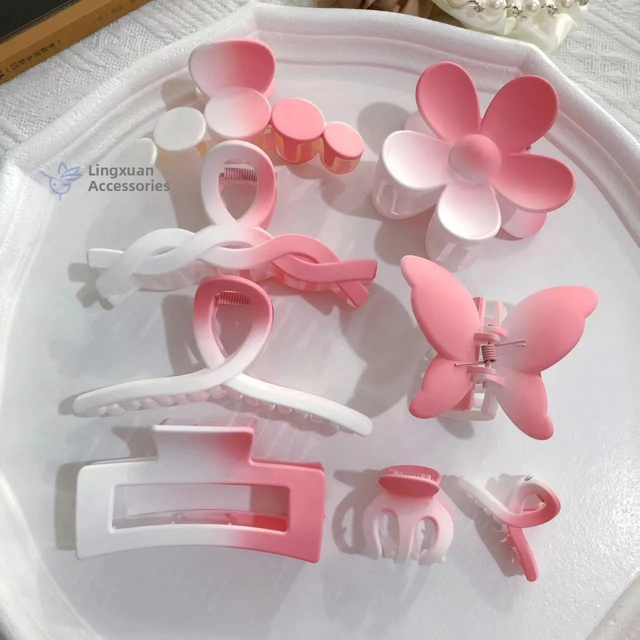 Matte Flower Hair Grips Set for Women Fairy Style Fresh Sweet Headwear for Updo Hairdo Back of Head Hair Accessories.